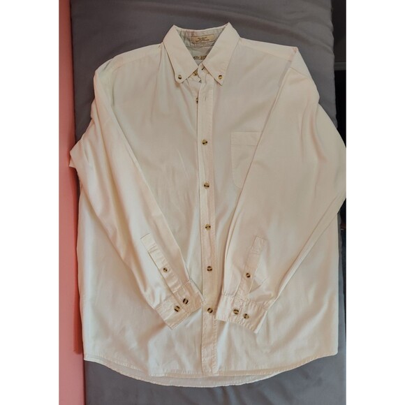 Men's Outdoor Outfitters Long Sleeve Button Up Shirt Cream Large Cotton - Picture 1 of 5